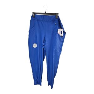 Vibrant Blue Jogger Pants Silver Thread